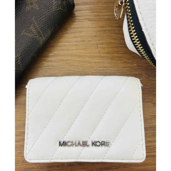 Michael Kors Mini Purse White Leather Chain Bag Quilted Prom Wedding Coin MK - Picture 7 of 16